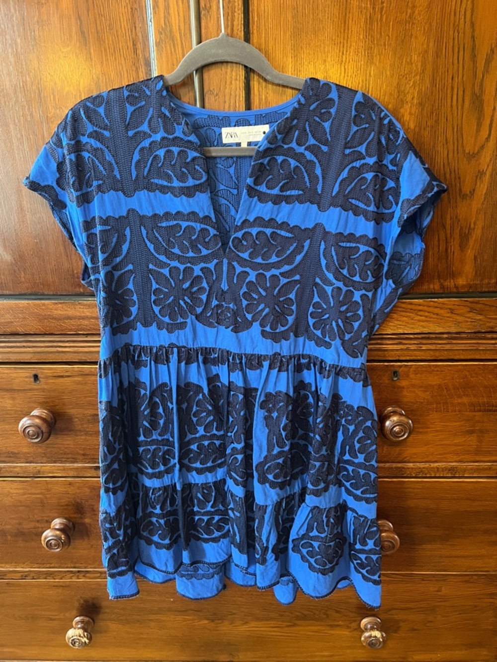 Zara Blue and Black Embroideted Dress - Picture 6 of 7